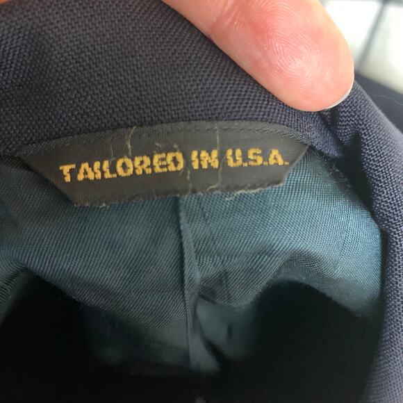 Vintage Austin Reed Men's Navy Blue Blazer Union Made USA Size 42L Gold Buttons - Picture 6 of 13